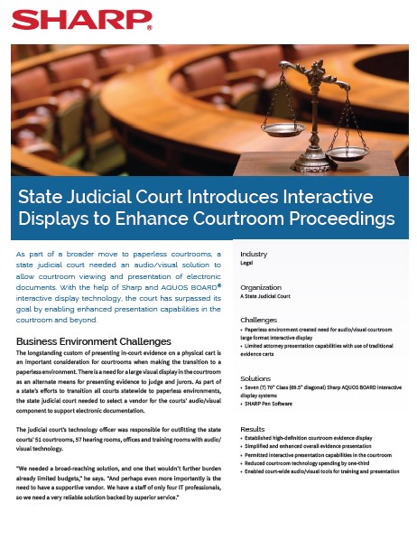 Sharp, State Judicial Court, Case Study, Legal, Specialty Business Solutions